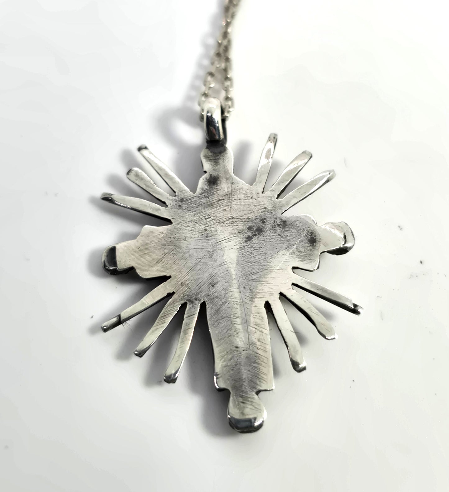 Native American Zuni petite point sterling silver vintage starburst cross necklace