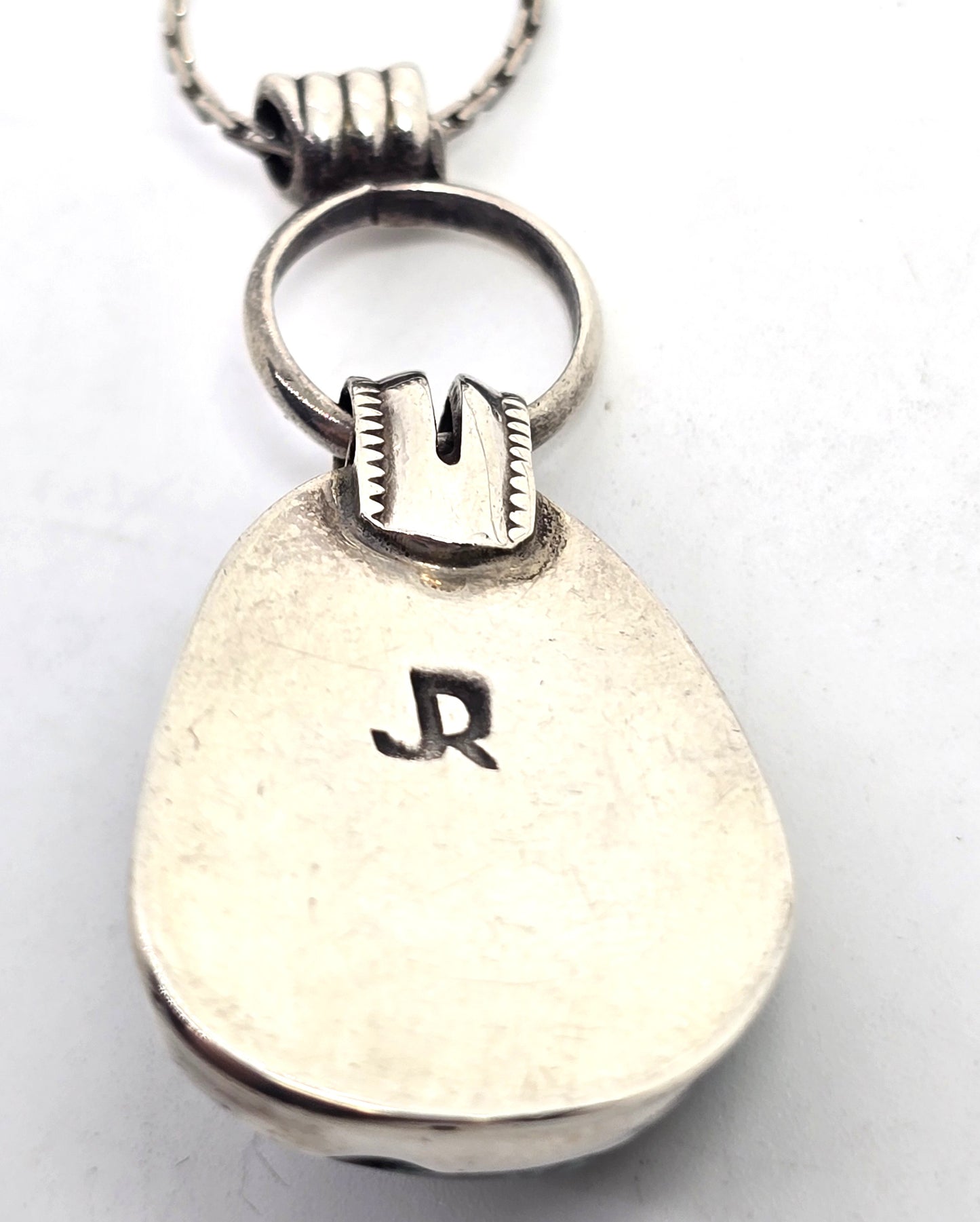 JR Native American Chrysocolla Malachite Azurite vintage sterling silver necklace