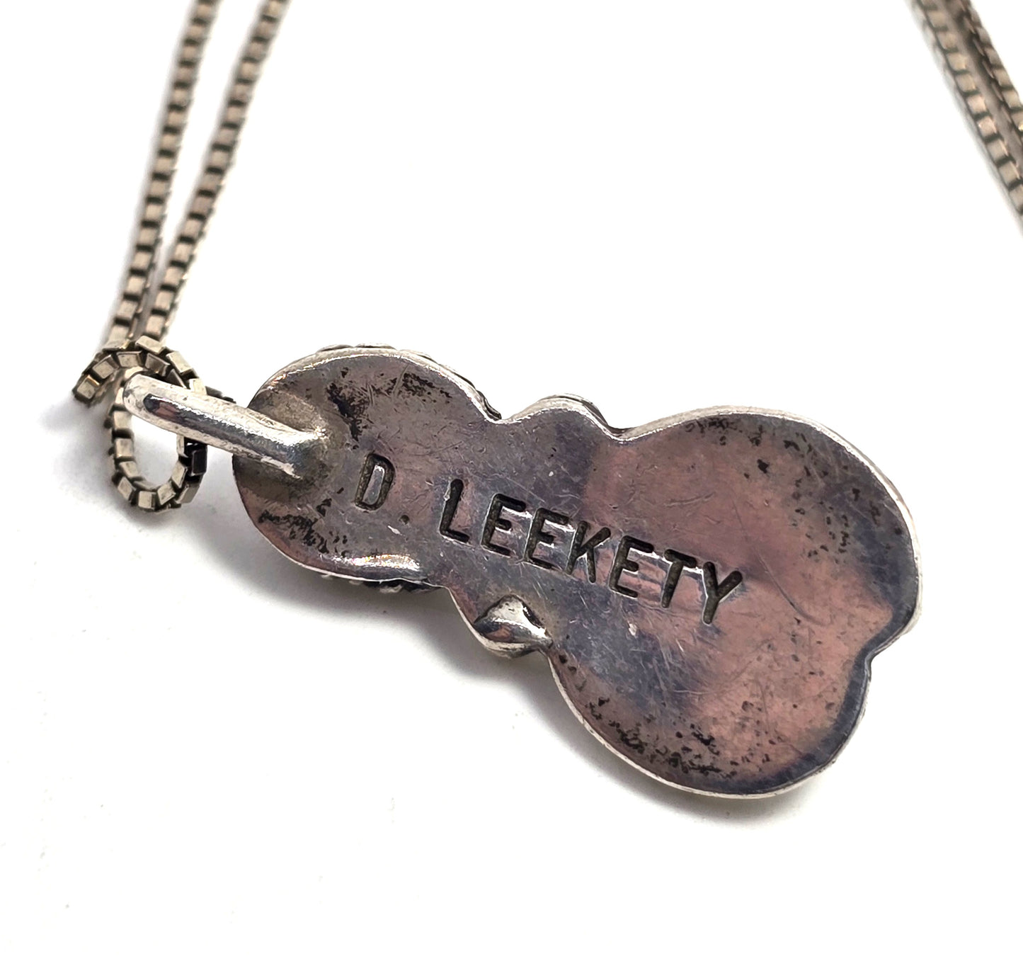 D. Leekety Turquoise and Red coral Native American sterling silver necklace