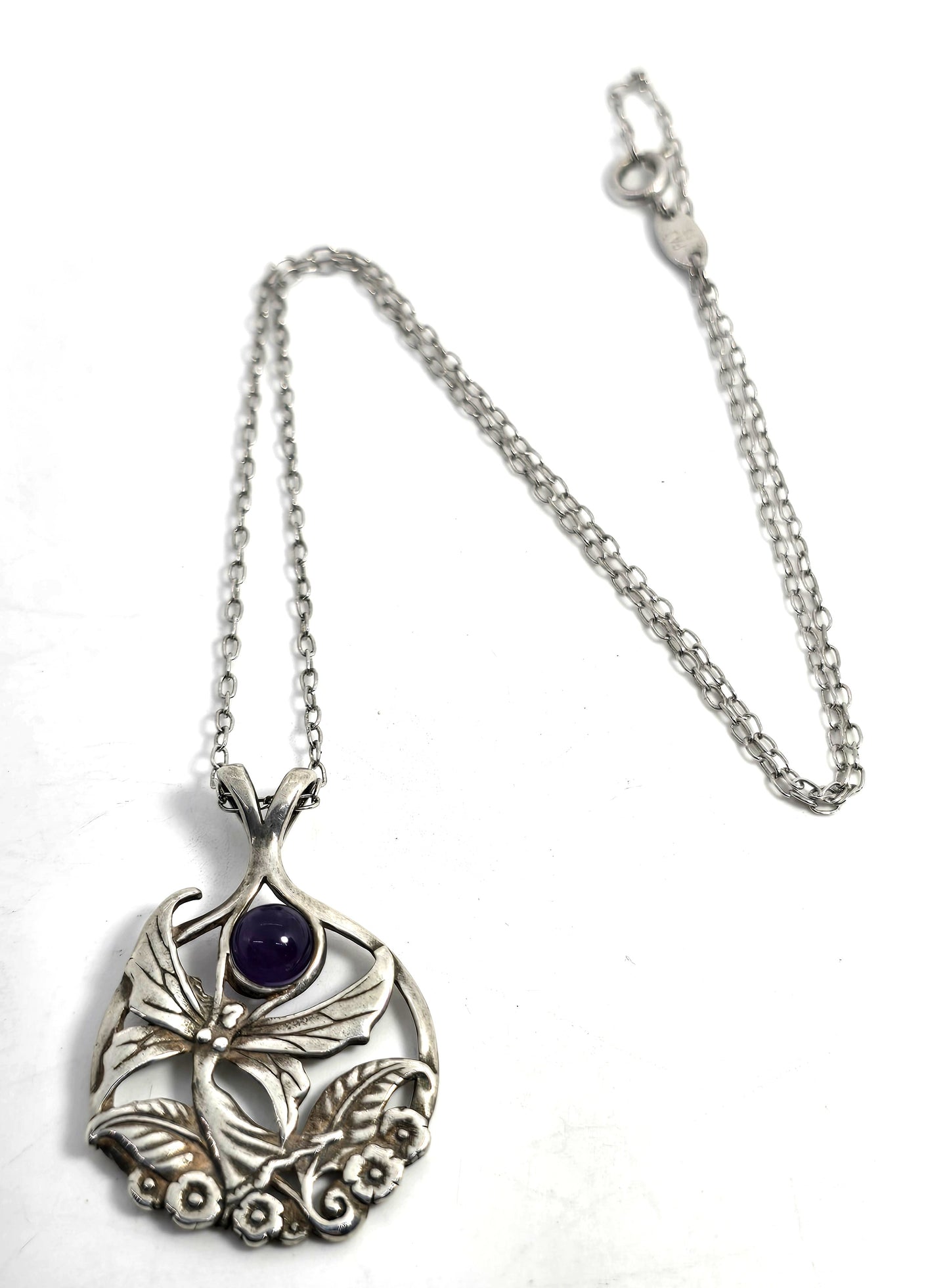 Dancing Fairy Nymph amethyst orb vintage 1996 AICC sterling silver necklace