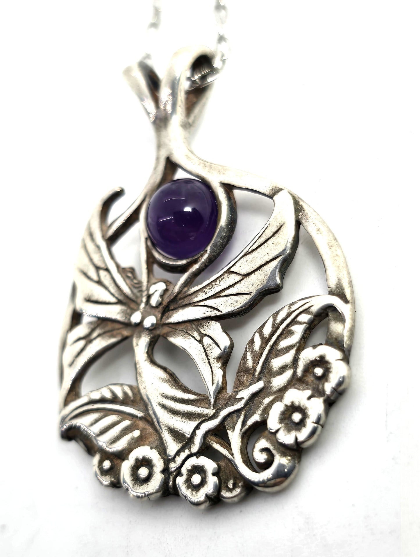 Dancing Fairy Nymph amethyst orb vintage 1996 AICC sterling silver necklace