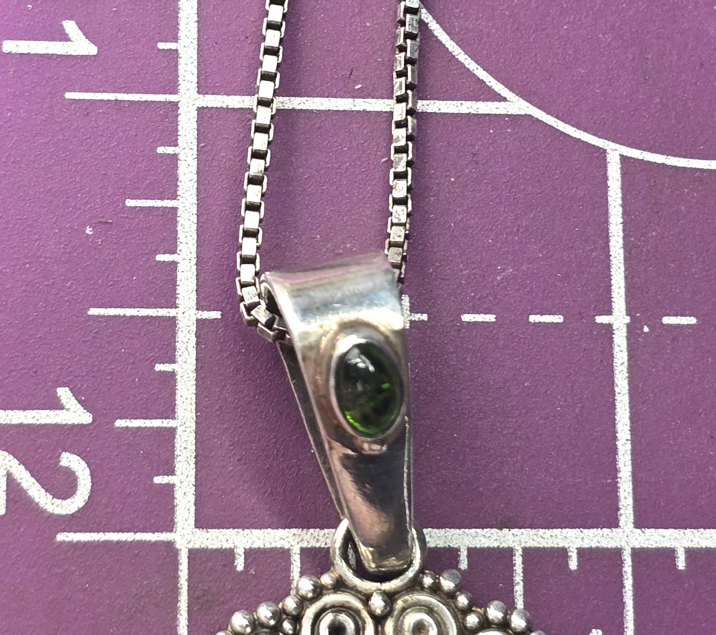 Sajen rainbow obsidian Large heart mystic topaz tribal Bali sterling silver necklace