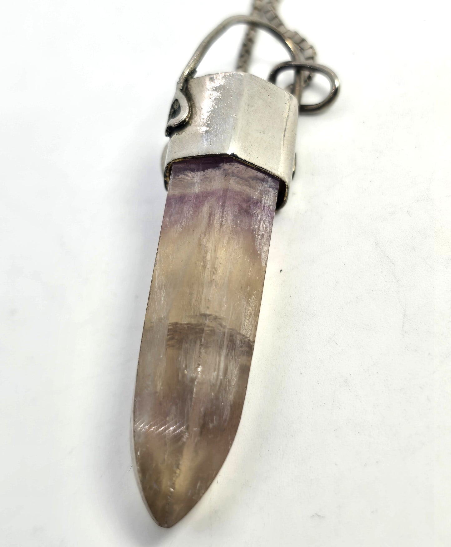 Banded Fluorite terminated gemstone aventurine sterling silver vintage necklace