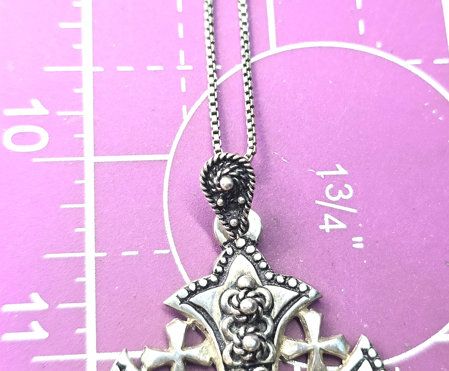 Alexandrite Maltese cross vintage Jerusalem sterling silver vintage necklace