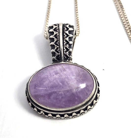 Relios Carolyn Pollak sterling silver purple amethyst signed pendant necklace