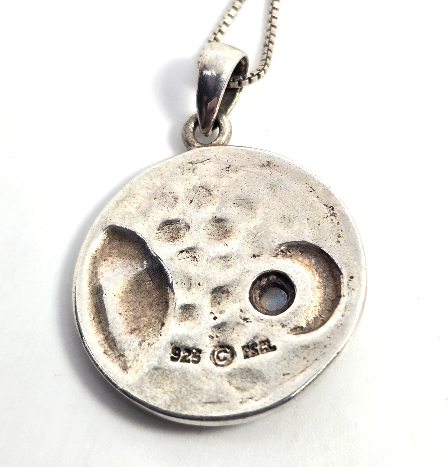 Peter stone sun moon and stars Rainbow Moonstone sterling silver pendant necklace