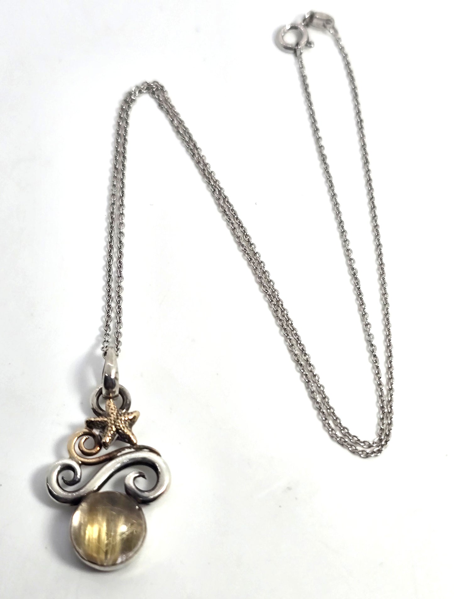 Golden Rutilated Quartz Jewelry of Joy 14k gold sterling silver beach comber necklace