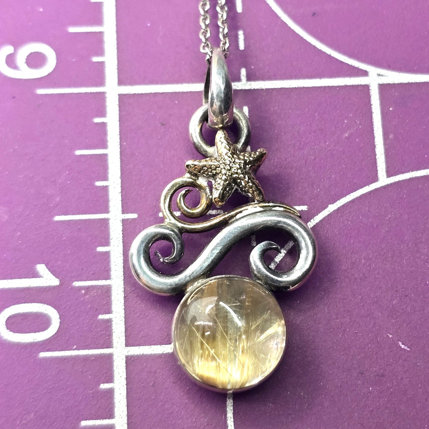 Golden Rutilated Quartz Jewelry of Joy 14k gold sterling silver beach comber necklace