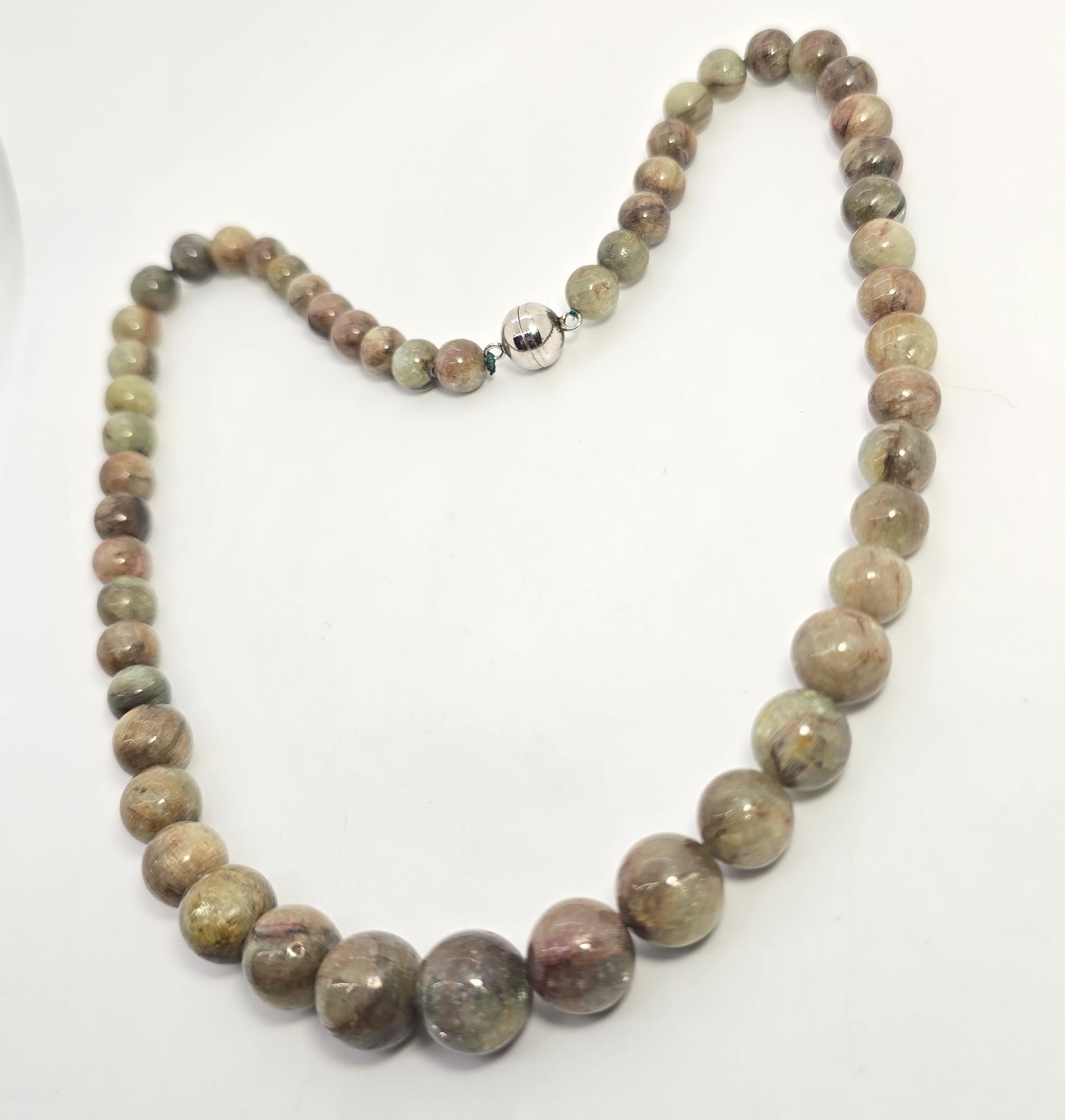 Green kyanite 420ct graduated beaded gemstone D'joy sterling silver 20' necklace