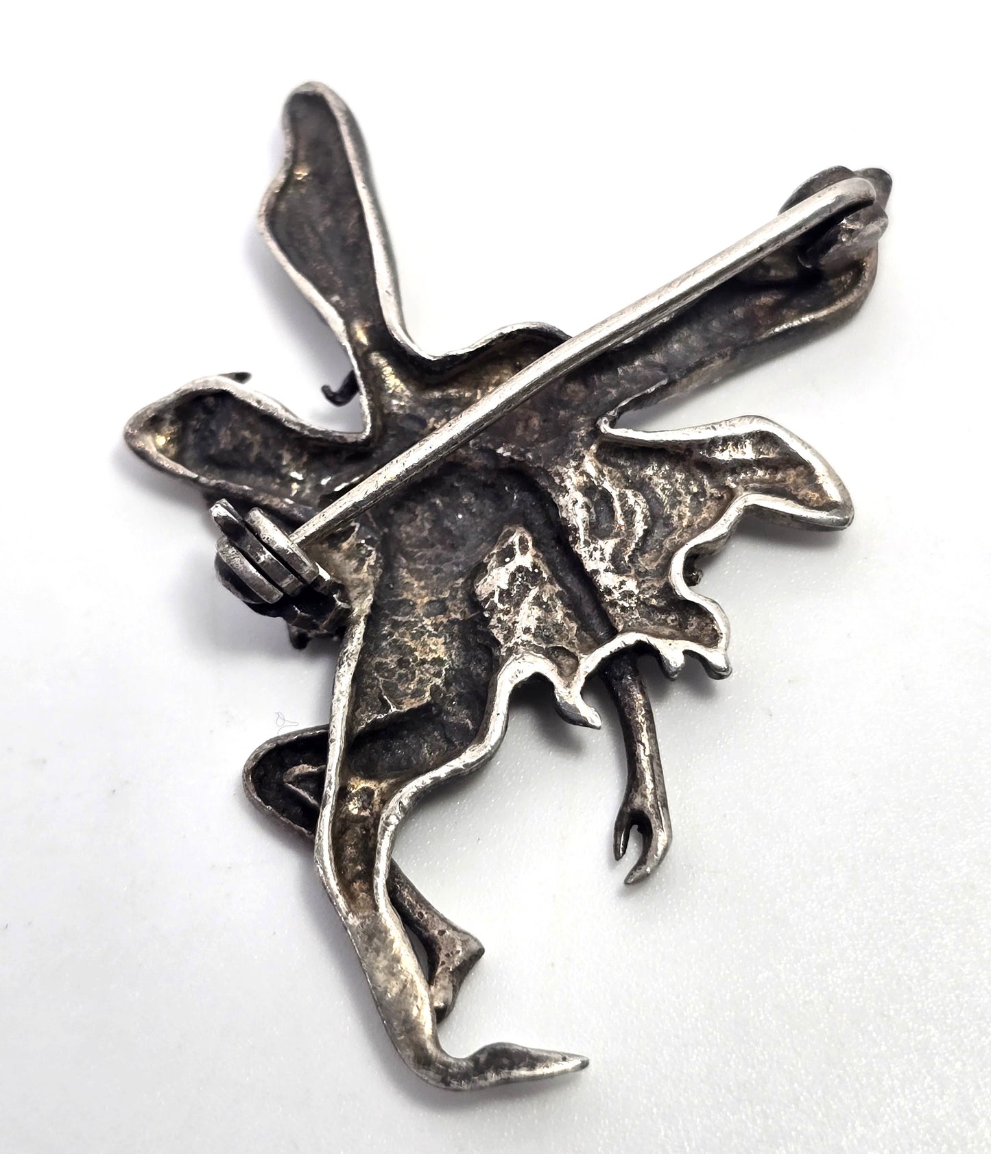 Art Nouveau Fairy Nymph style marcasite sterling silver vintage brooch