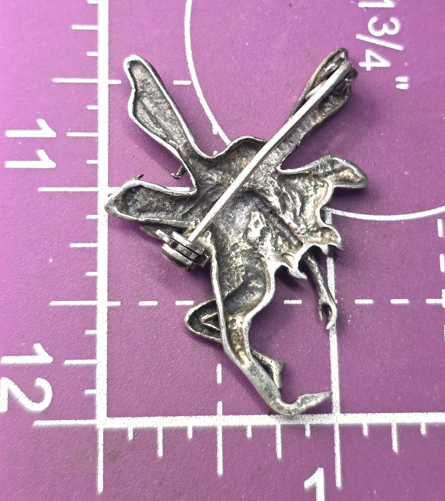 Art Nouveau Fairy Nymph style marcasite sterling silver vintage brooch