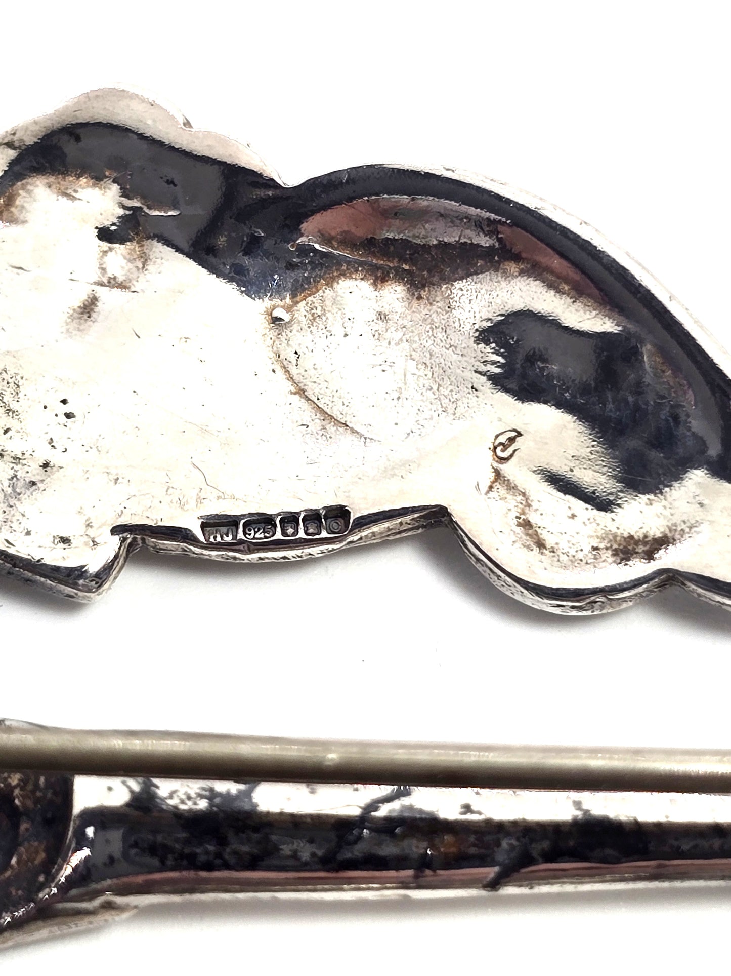 Vintage Large Scottish Nordic double gryphon HJ sterling silver kilt pin brooch