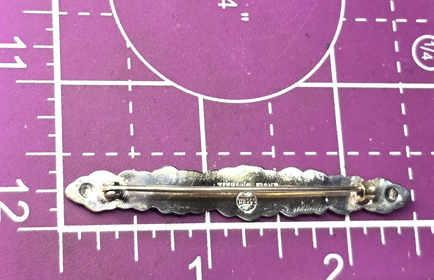 WHSCO Rowing lily pad Victorian antique sterling silver top bar pin brooch