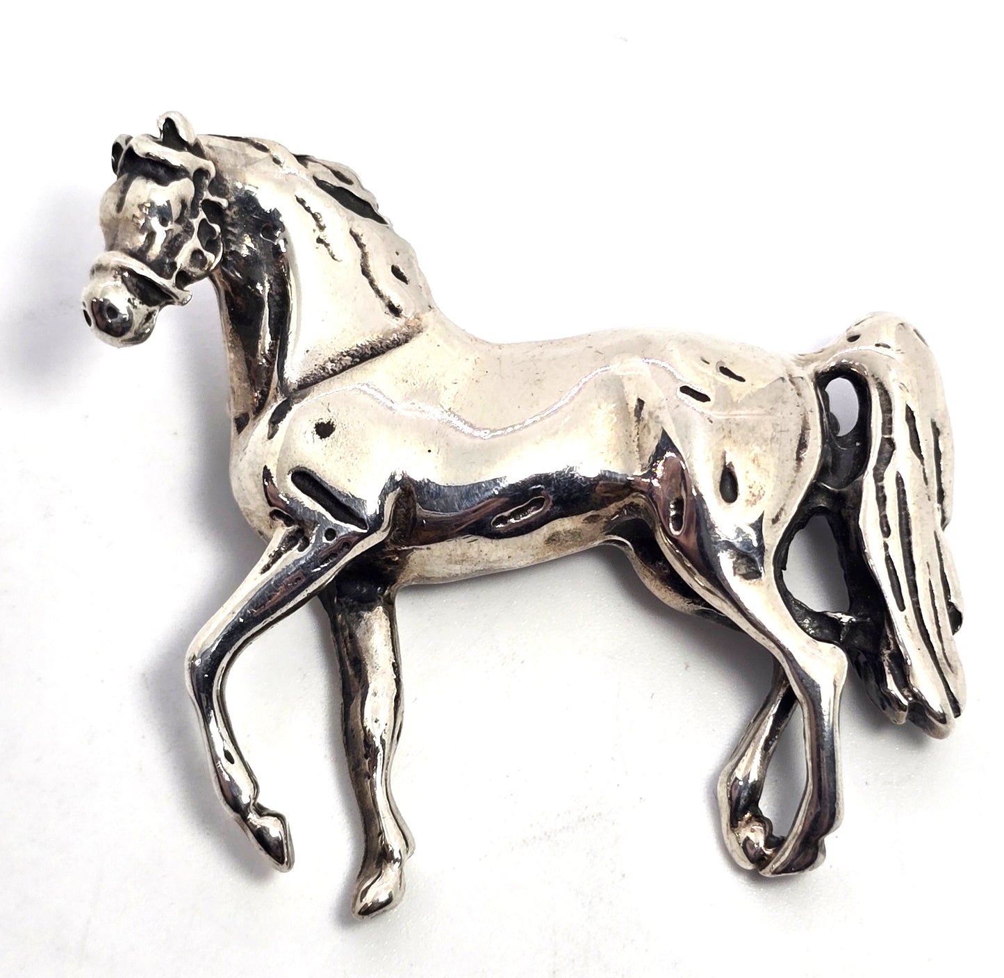 Horse Mexican handcrafted heavy vintage Sterling Silver signed brooch