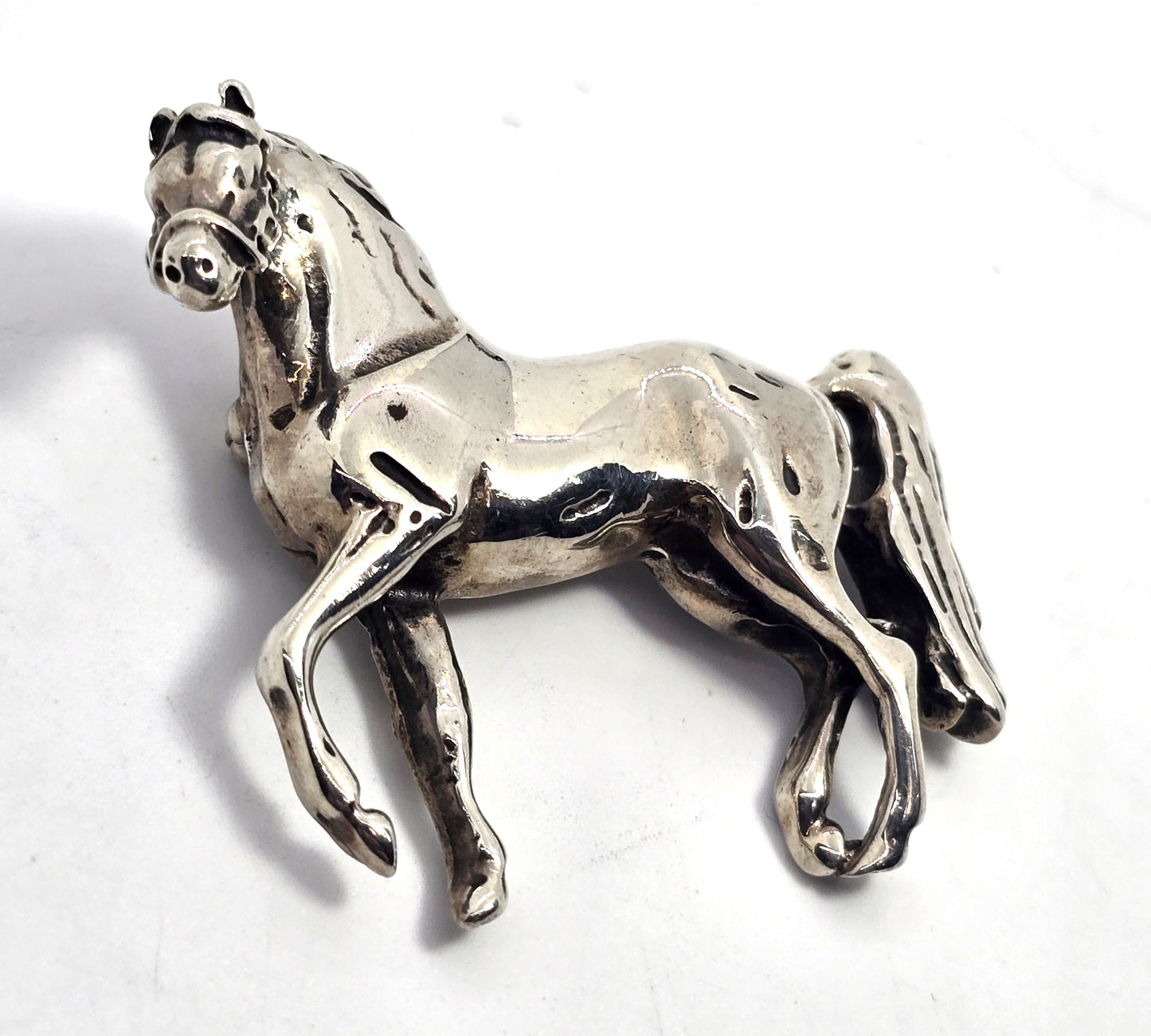 Horse Mexican handcrafted heavy vintage Sterling Silver signed brooch