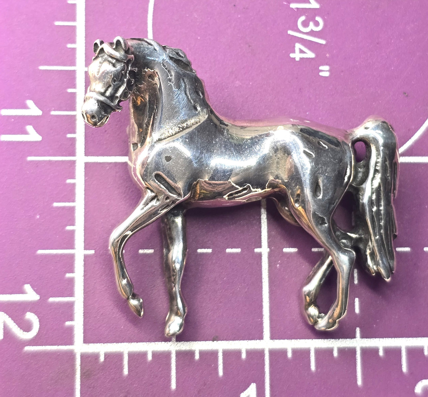 Horse Mexican handcrafted heavy vintage Sterling Silver signed brooch