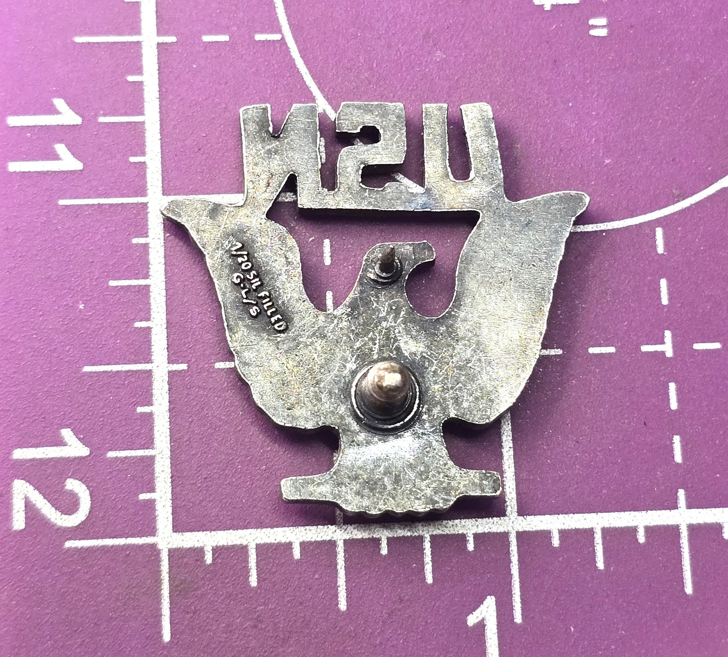 US Navy USN Eagle Badge Screw Back Pin Insignia 1/20 Silver Filled vintage