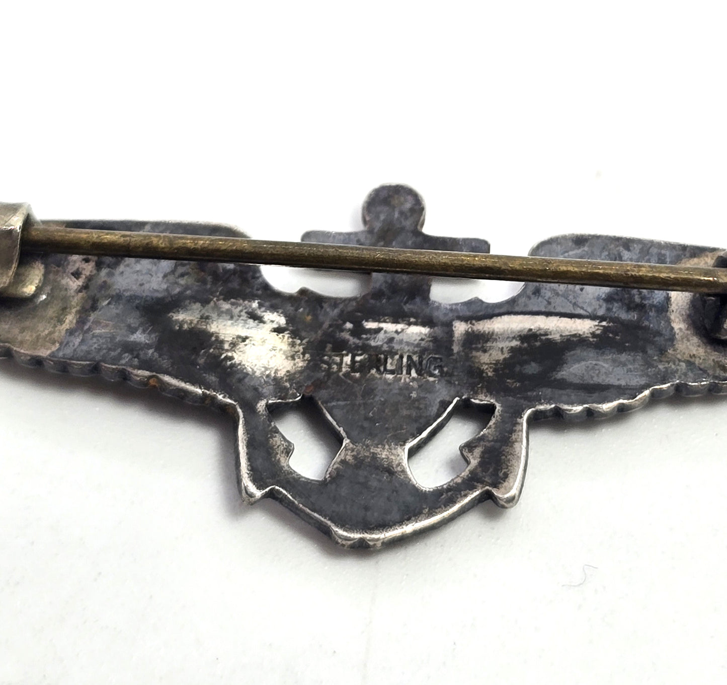 WW2 USN United States Navy Naval Observer Wings Sterling Silver Pin back