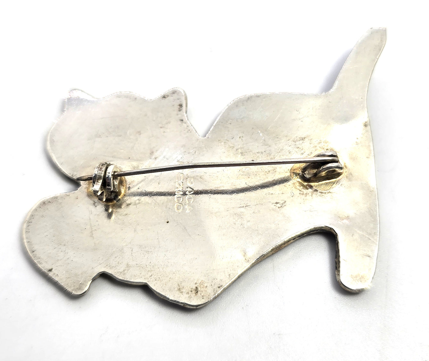 Alpaca Mexican Playing Kitty Cat abalone vintage feline brooch