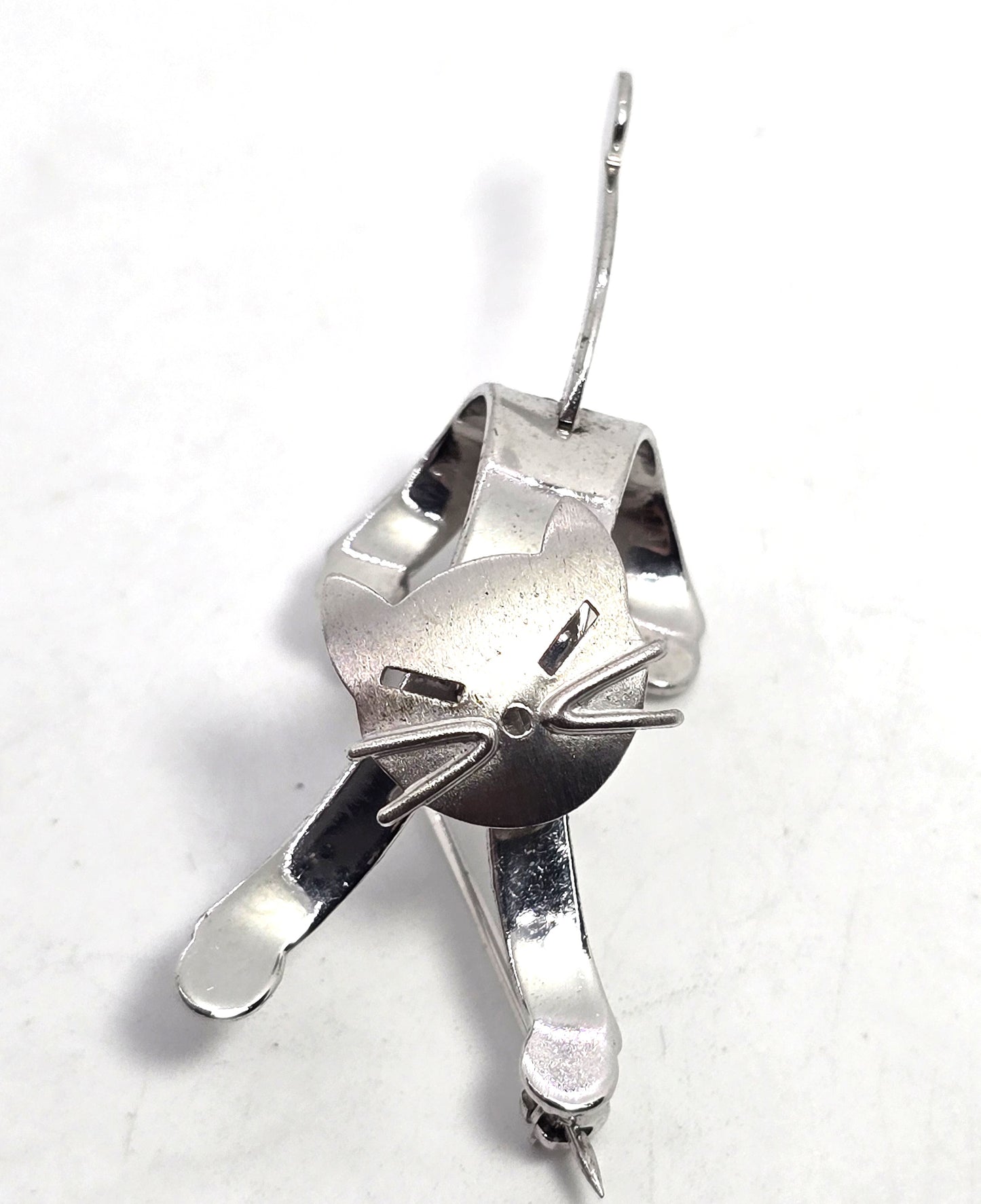 Beau Sterling modernist mid century cat vintage sterling silver articulated brooch