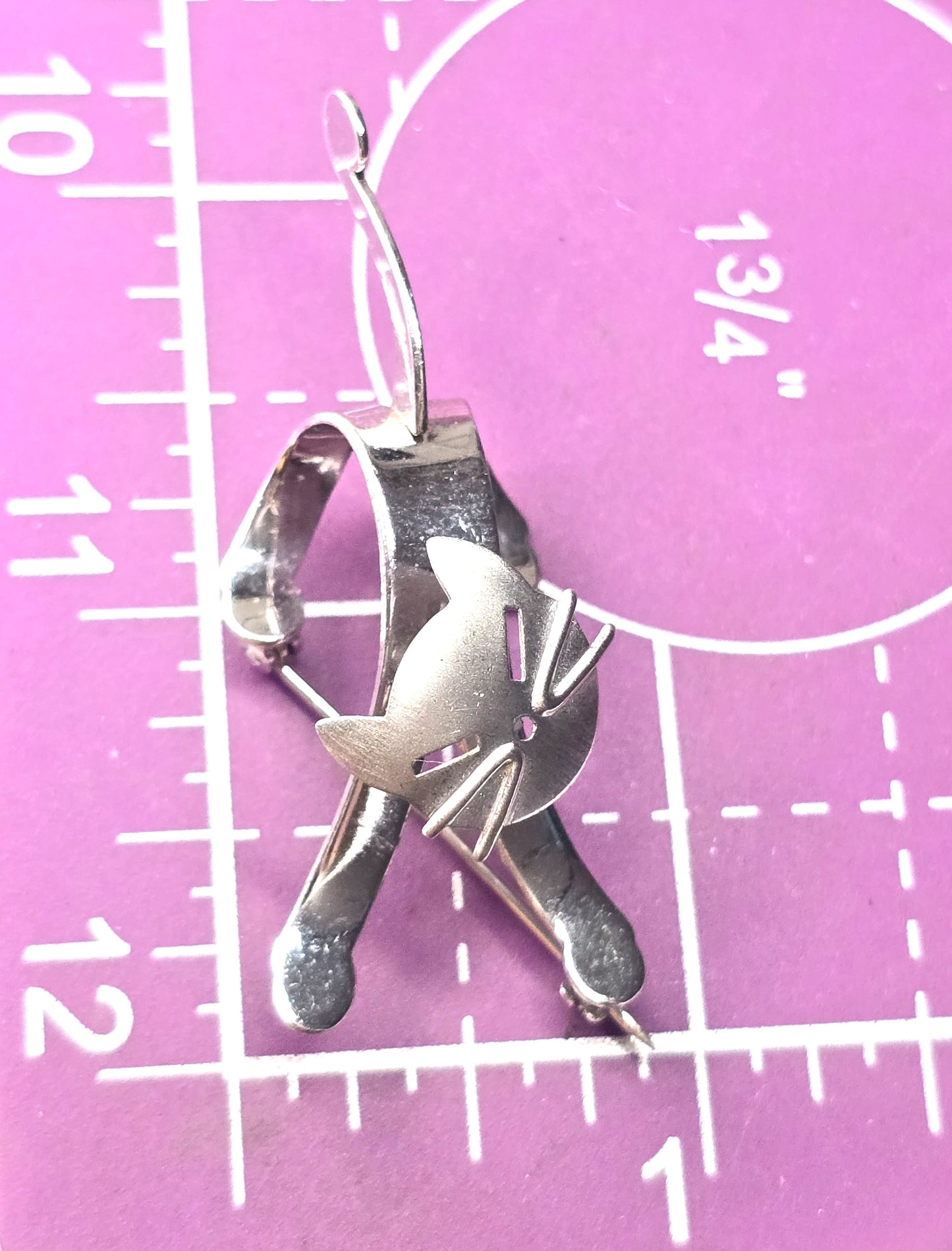 Beau Sterling modernist mid century cat vintage sterling silver articulated brooch