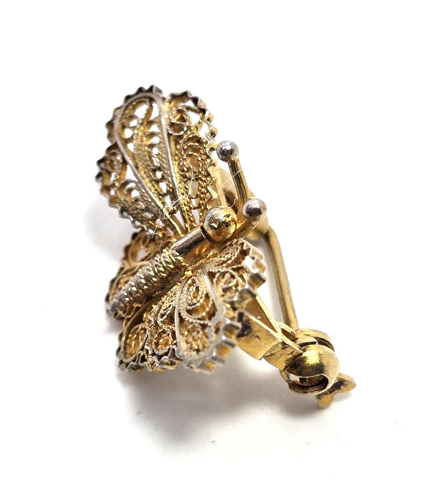 Spun silver vermeil gold over silver butterfly sterling silver vintage Brooch 800
