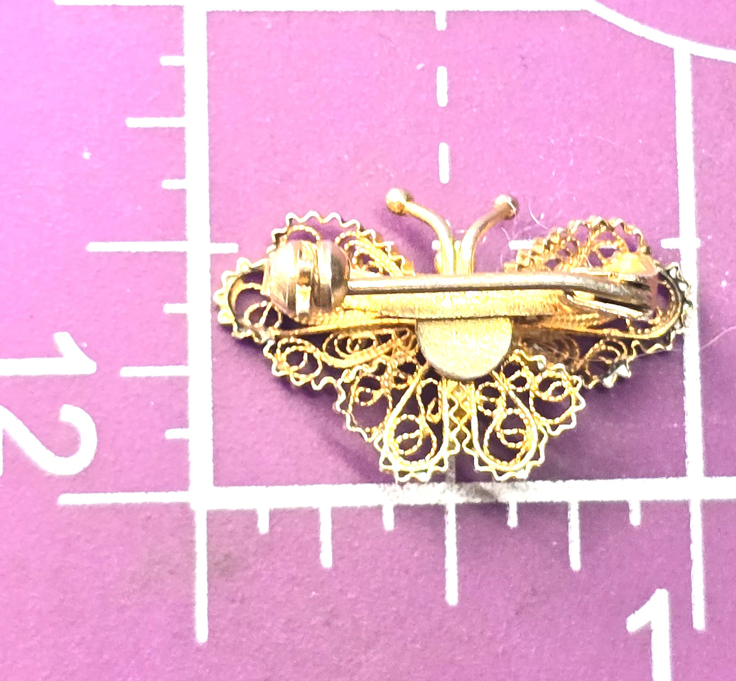 Spun silver vermeil gold over silver butterfly sterling silver vintage Brooch 800