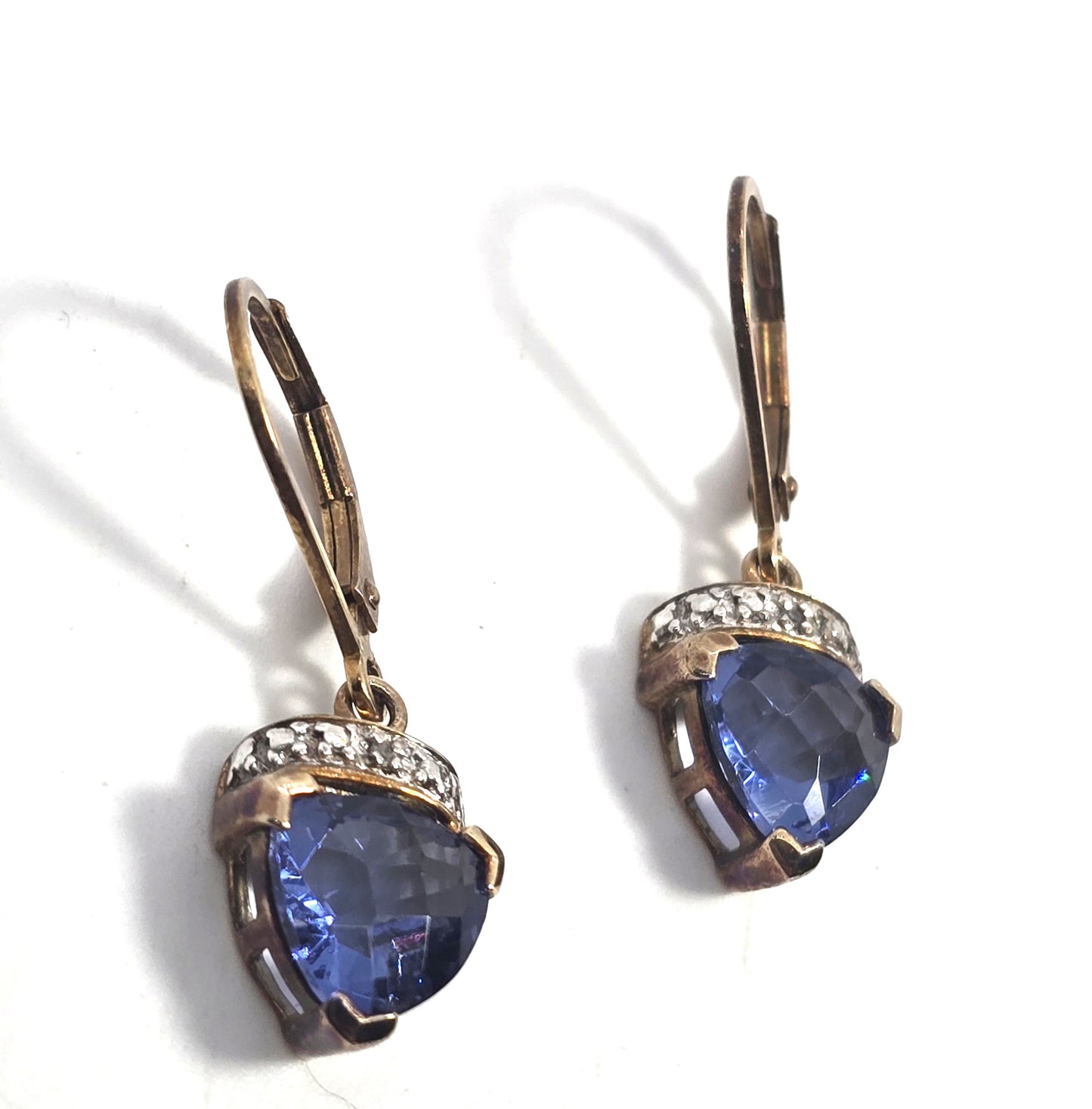 Ross Simmons Tanzanite and diamond vermeil gold over sterling silver drop earrings