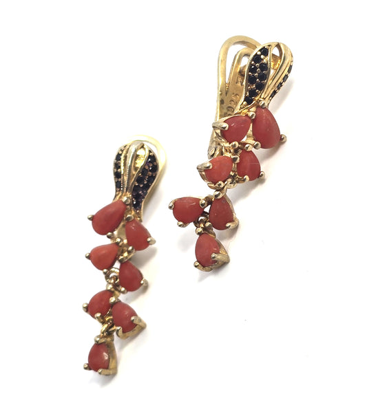Angel skin Coral vermeil gold over sterling silver lever back earrings