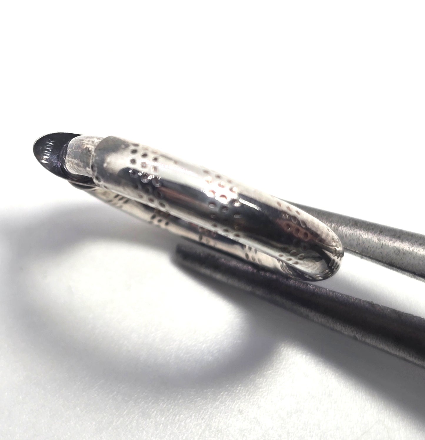 Artisan etched internal threaded clip on vintage sterling silver hoop earrings