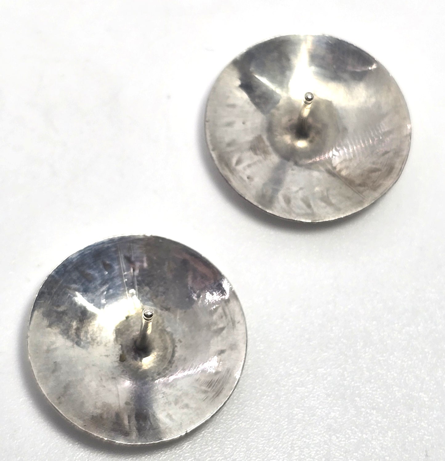 Concho stamped sterling silver domed vintage Southwestern button post earrings