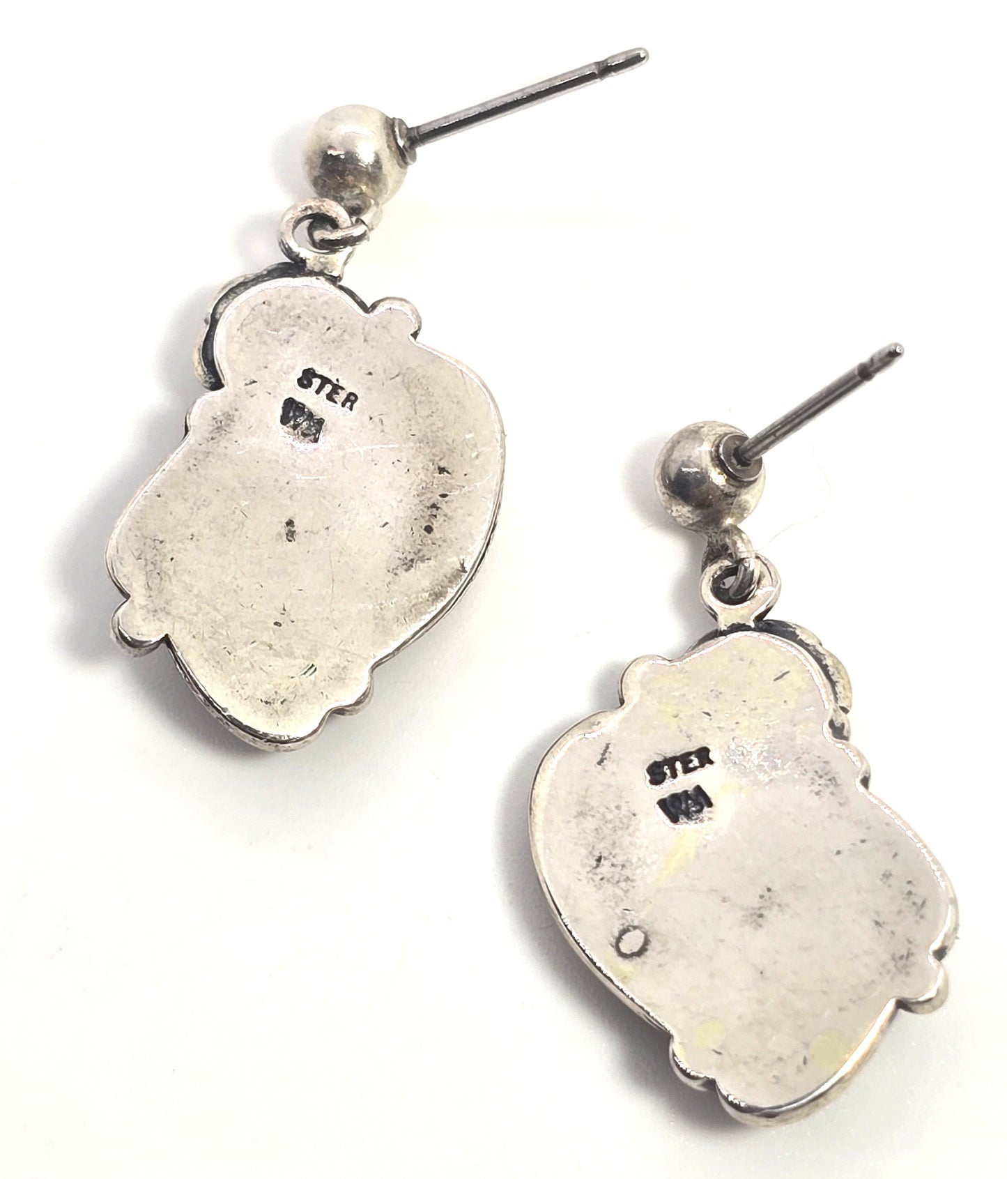 Wheeler Manufacturing Hematite Native American sterling silver vintage earrings