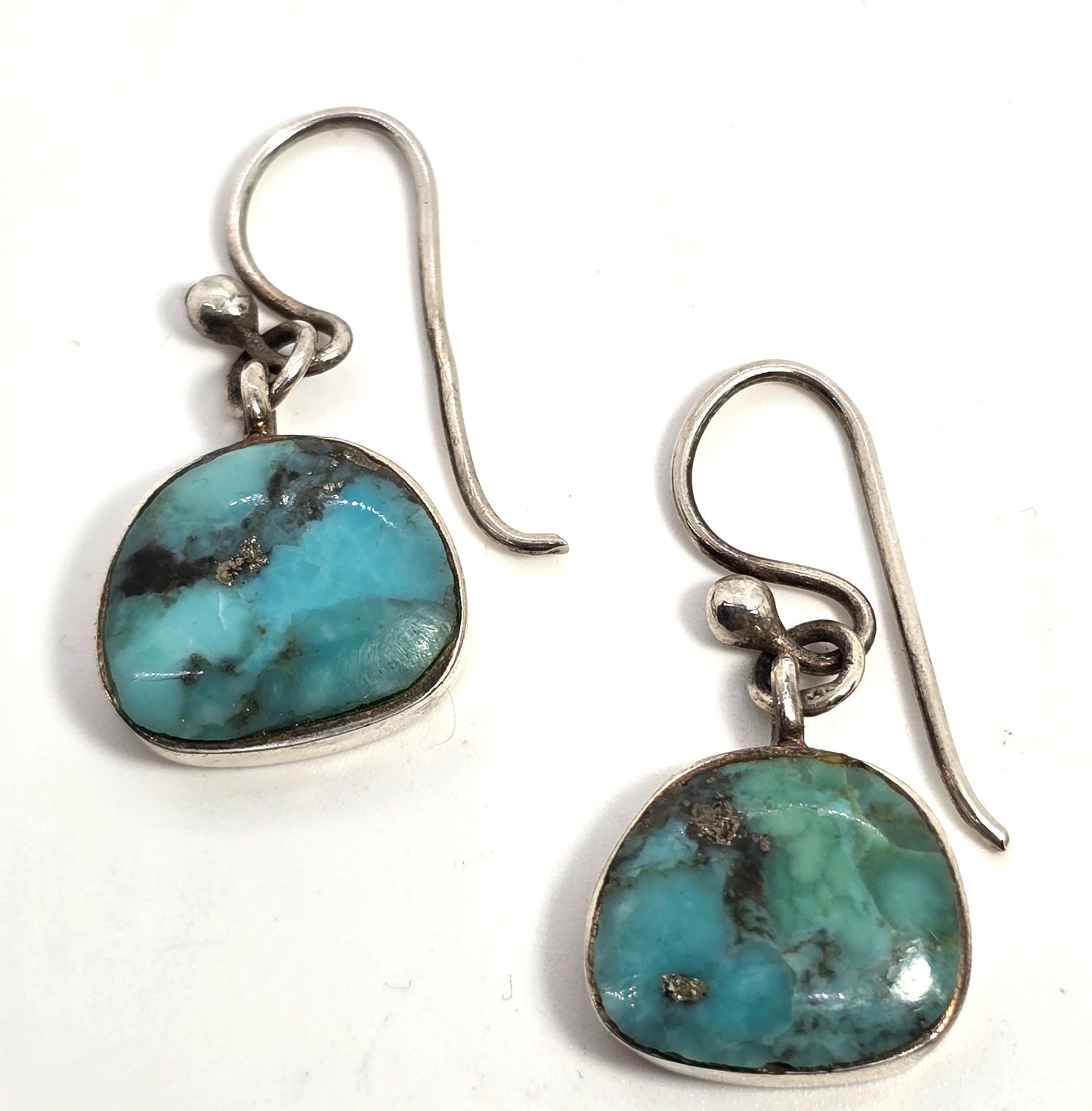 Barse turquoise signed sterling silver drop hook earrings