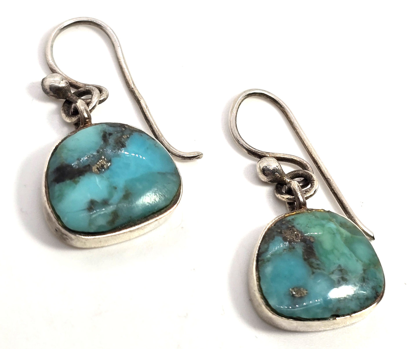 Barse turquoise signed sterling silver drop hook earrings