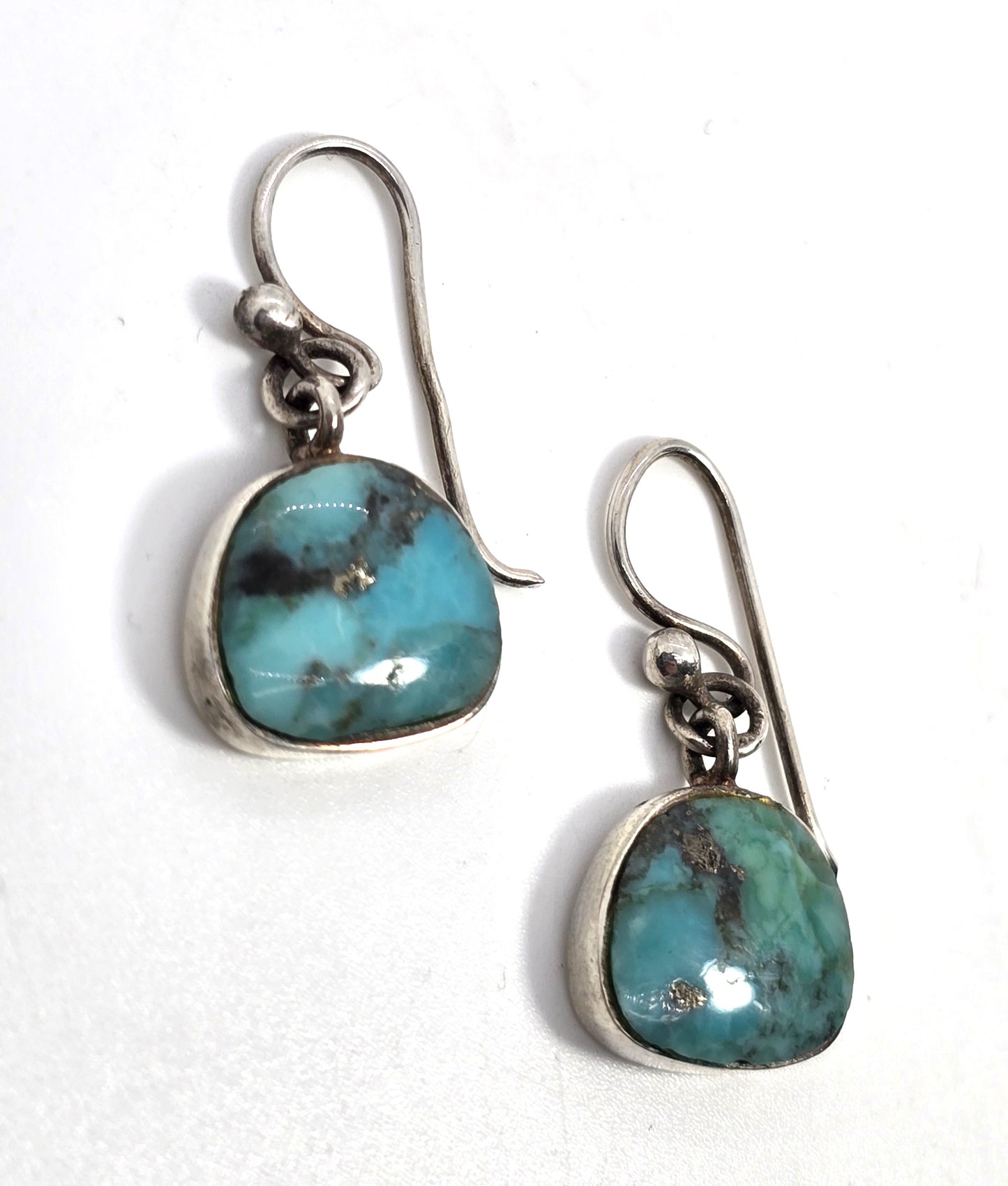 Barse turquoise signed sterling silver drop hook earrings