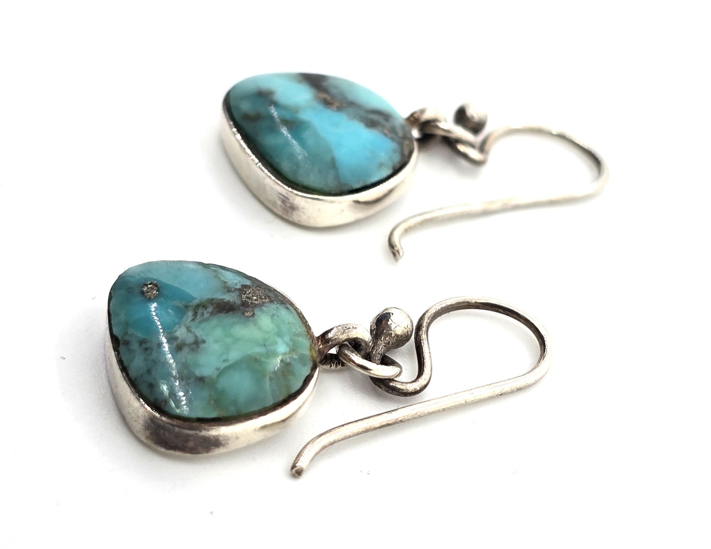 Barse turquoise signed sterling silver drop hook earrings