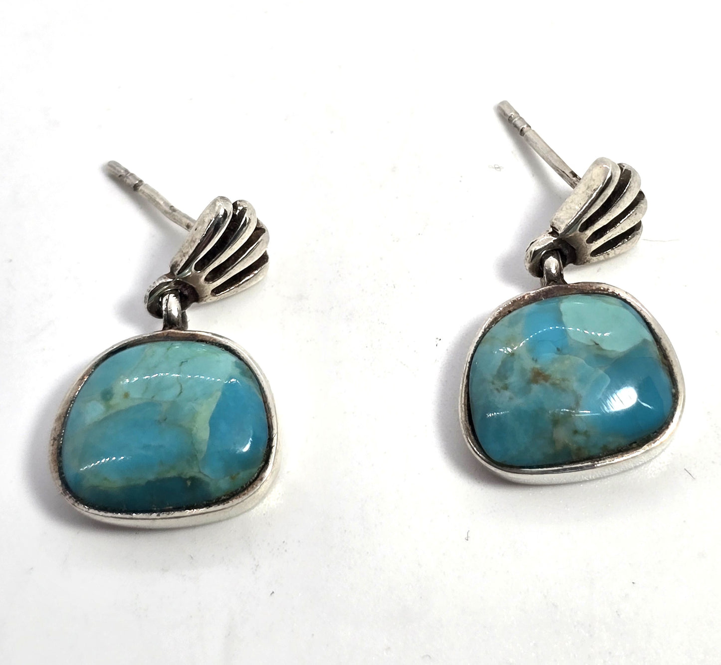 Barse turquoise signed sterling silver drop post drop earrings