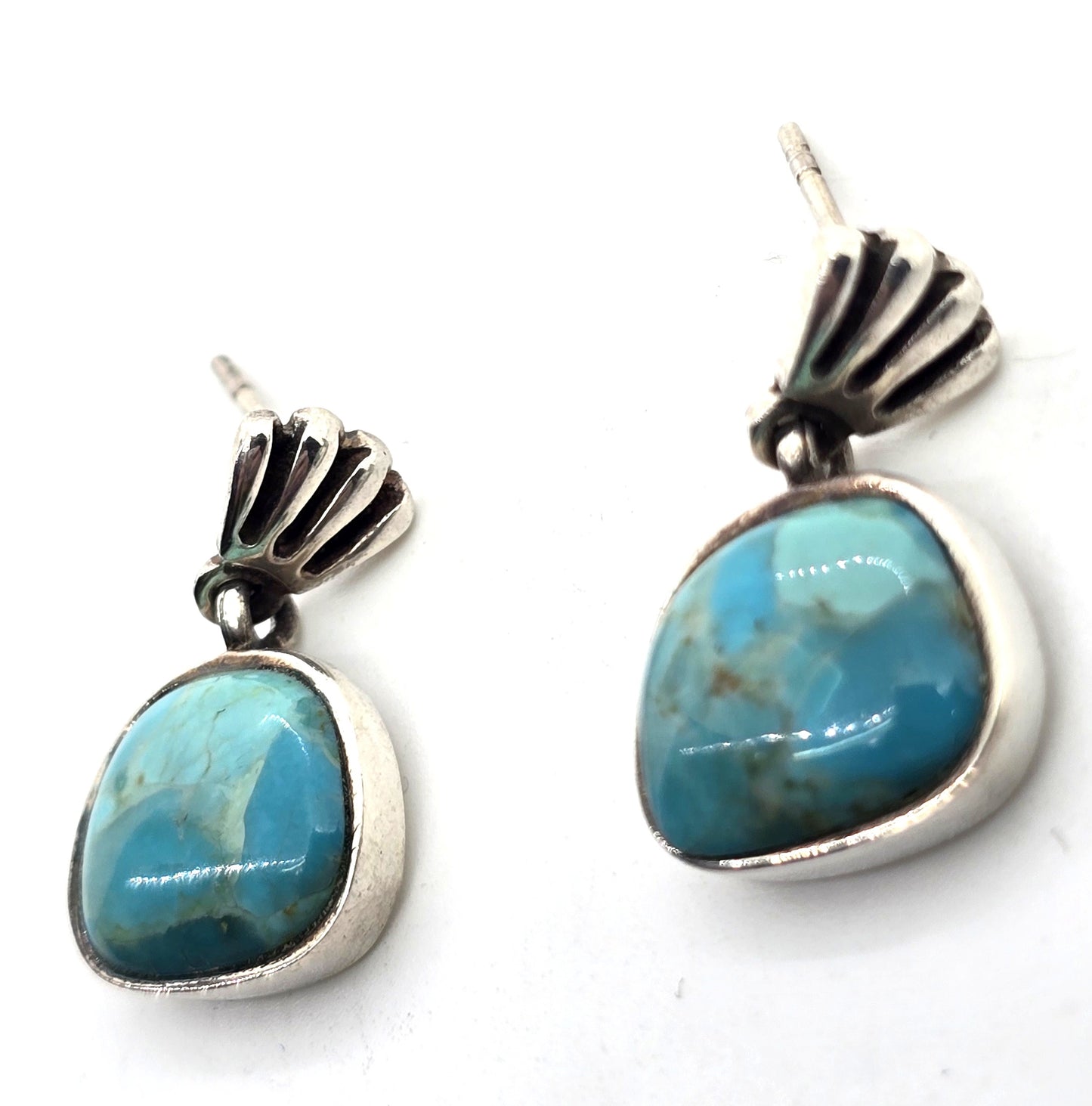 Barse turquoise signed sterling silver drop post drop earrings