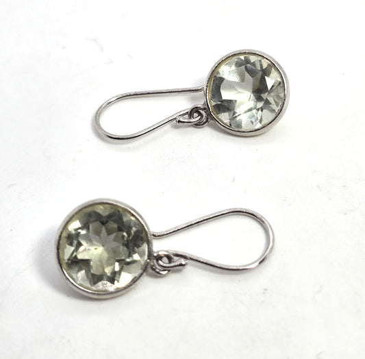 prasiolite Green Amethyst open work 7ct total sterling silver drop earrings
