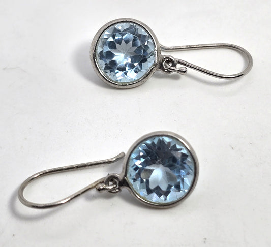 Blue Topaz open work 7ct total sterling silver drop earrings