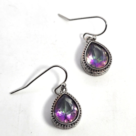Mystic Topaz sterling silver plated open work tribal Balinese earrings