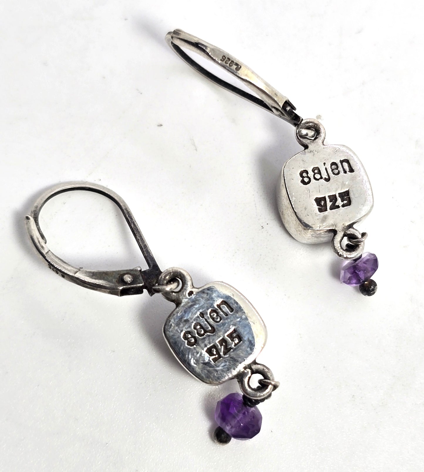 Sajen  mystic topaz and amethyst tribal Bali sterling silver vintage earrings