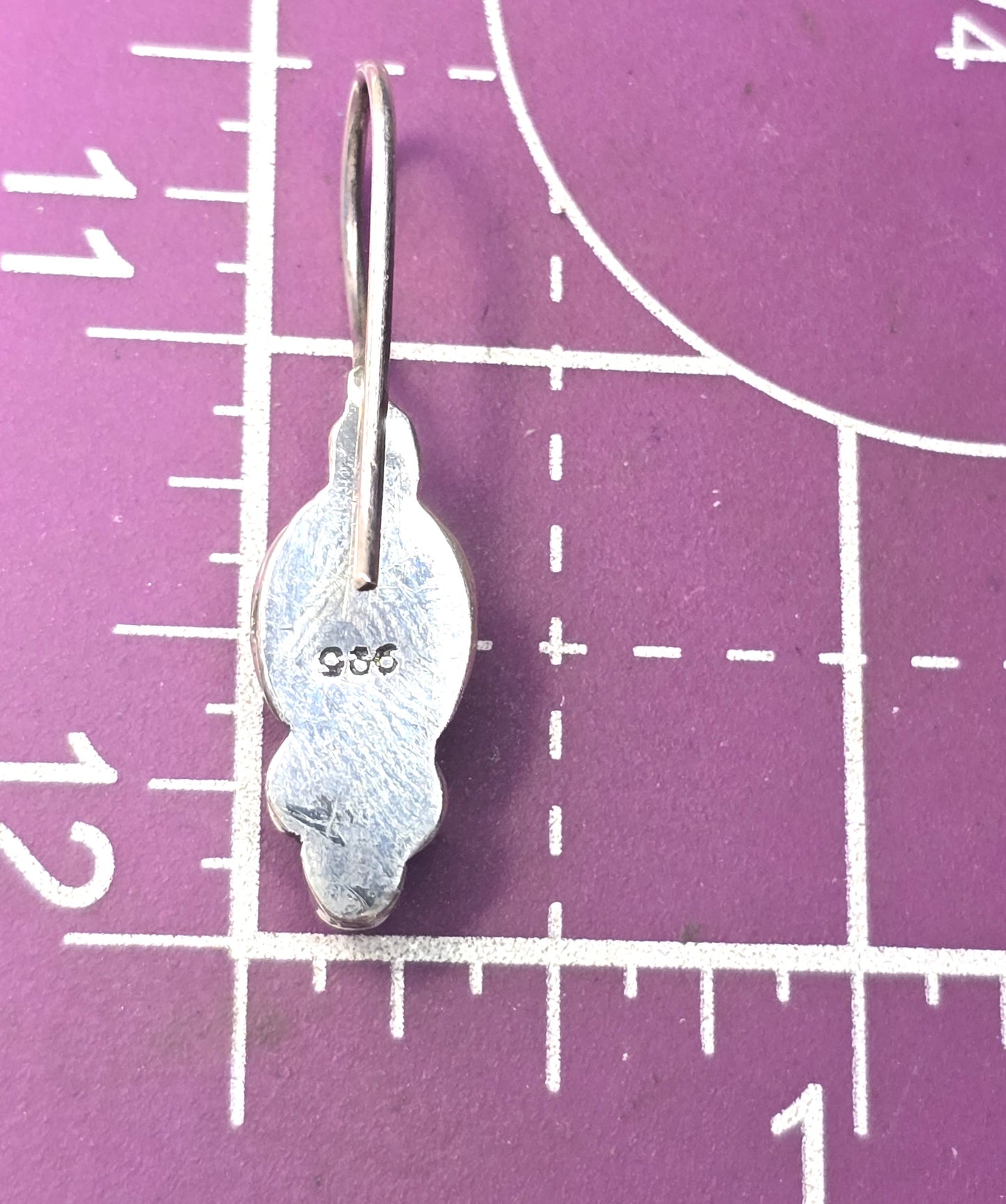 Amethyst purple gemstone tribal Bali vintage sterling silver drop earrings