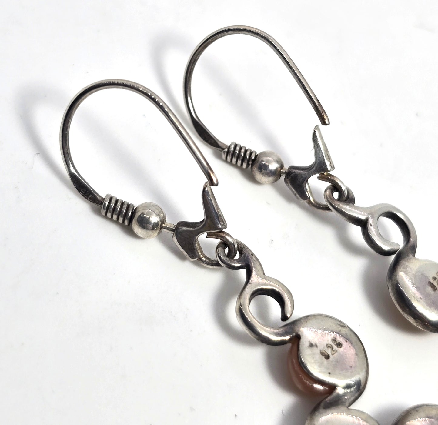 Sunstone and silver moonstone snake sterling silver vintage earrings