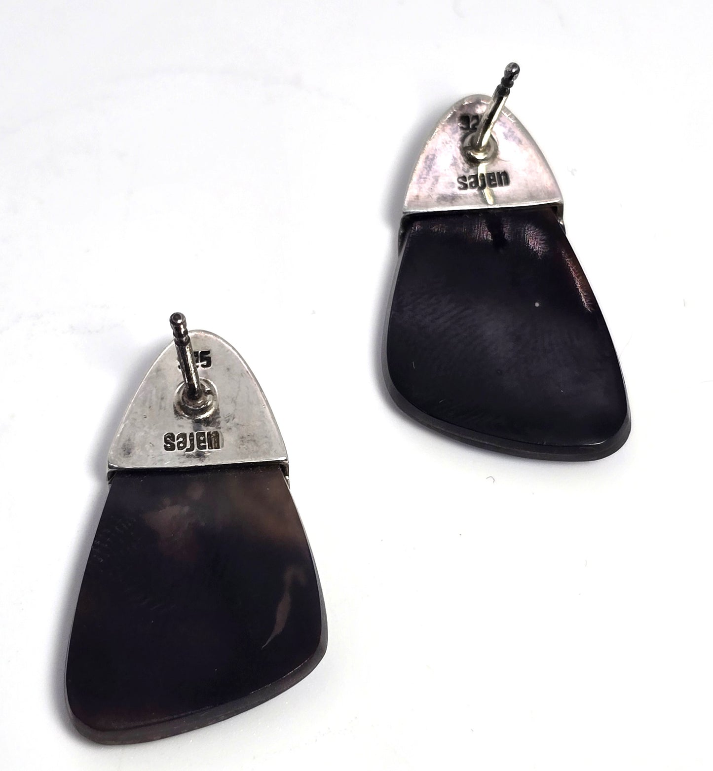 Sajen Abalone paua gemstone sterling silver tear drop vintage post earrings