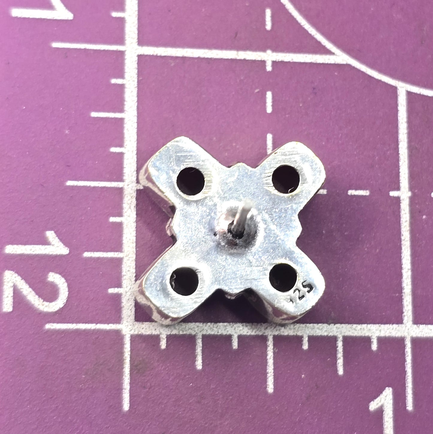 Synthetic Ruby emerald cut 4 stone large sterling silver stud earrings