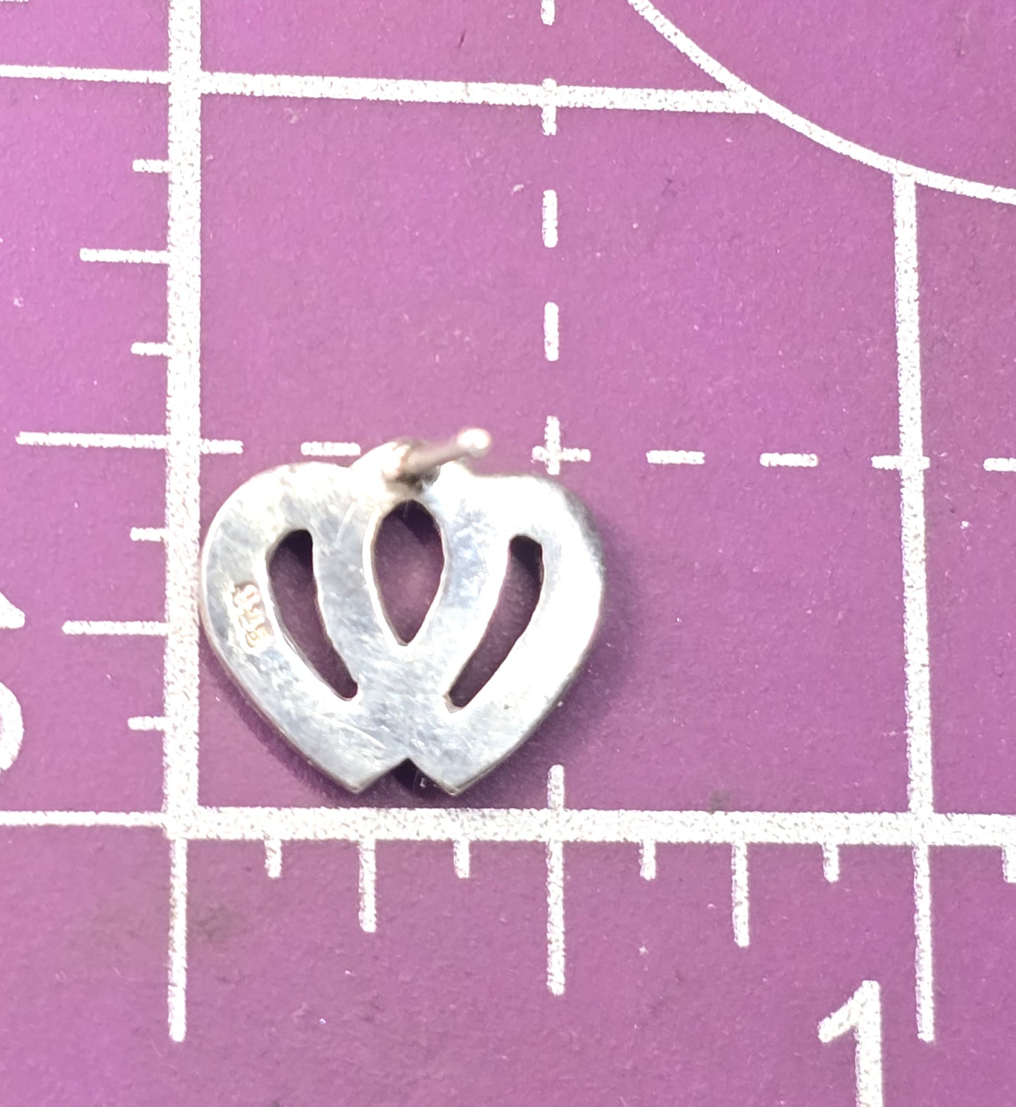 Double heart Marcasite vintage sterling silver stud earrings