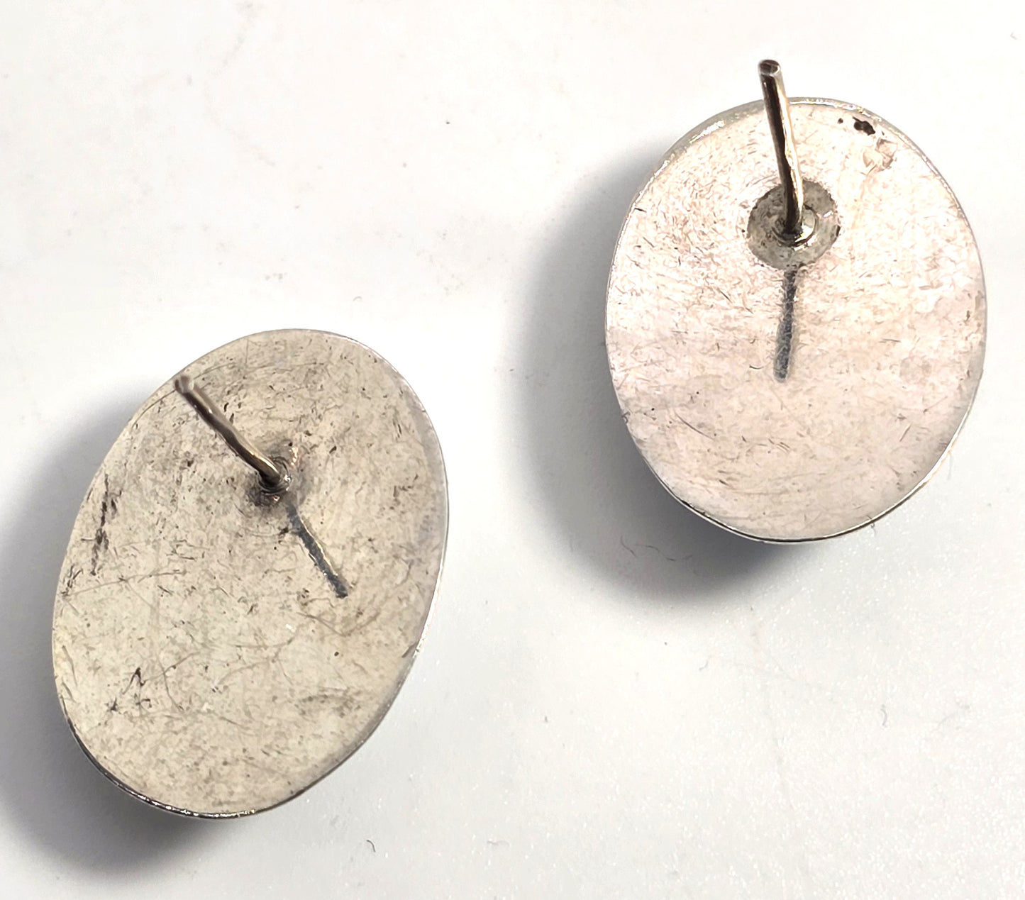 Larimar blue gemstone Dominican Republic large sterling silver vintage stud earrings