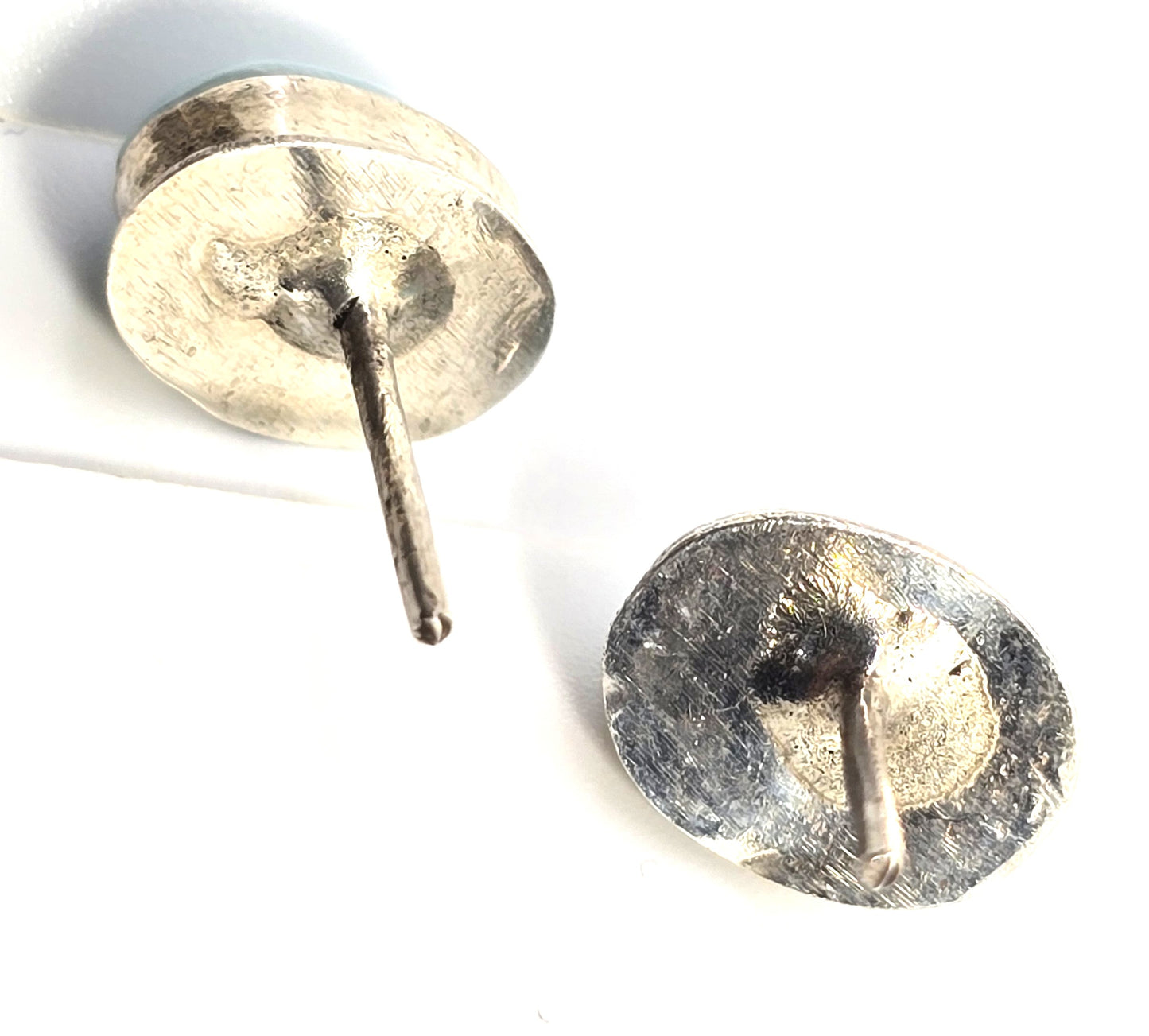 Larimar blue gemstone Dominican Republic sterling silver vintage stud earrings