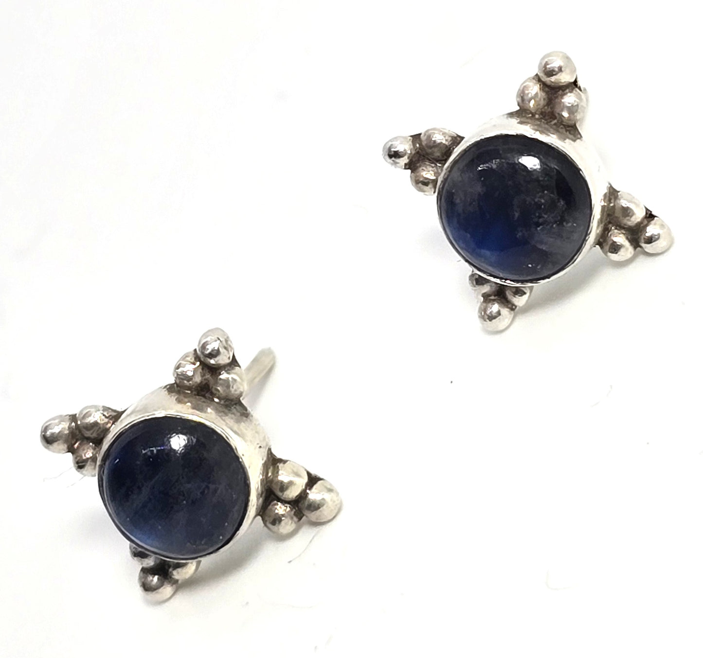 Labradorite shadow Bali tribal sterling silver vintage small earrings